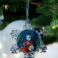 ORNAMENT 3"x 3" Silver Snowflake "Lydia and Her Beetle Kitty" (Image on both sides)