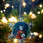 ORNAMENT 3"x 3" Silver Snowflake "Lydia and Her Beetle Kitty" (Image on both sides)