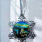 ORNAMENT 3"x 3" Silver Snowflake "The Purrfect Time" (Image on both sides)