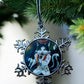 ORNAMENT 3"x 3" Silver Snowflake "Elvis Purresley" (Image on both sides)