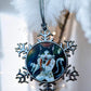 ORNAMENT 3"x 3" Silver Snowflake "Elvis Purresley" (Image on both sides)