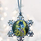 ORNAMENT 3"x 3" Silver Snowflake "The Kitty Kiss" (Image on both sides)
