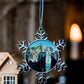 ORNAMENT 3"x 3" Silver Snowflake "AmeriCat Gothic" (Image on both sides)