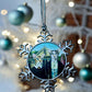 ORNAMENT 3"x 3" Silver Snowflake "AmeriCat Gothic" (Image on both sides)