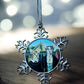 ORNAMENT 3"x 3" Silver Snowflake "AmeriCat Gothic" (Image on both sides)