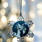 ORNAMENT 3"x 3" Silver Snowflake "TerriFurry" (Image on both sides)
