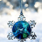 ORNAMENT 3"x 3" Silver Snowflake "Catbox Ghost" (Image on both sides)