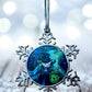 ORNAMENT 3"x 3" Silver Snowflake "Catbox Ghost" (Image on both sides)