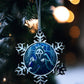 ORNAMENT 3"x 3" Silver Snowflake "Meow Face" (Image on both sides)