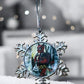 ORNAMENT 3"x 3" Silver Snowflake "Catpool" (Image on both sides)