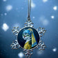 ORNAMENT 3"x 3" Silver Snowflake "Cat With a Pearl Earring" (Image on both sides)