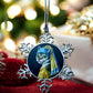 ORNAMENT 3"x 3" Silver Snowflake "Cat With a Pearl Earring" (Image on both sides)
