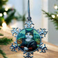 ORNAMENT 3"x 3" Silver Snowflake "Meowna Lisa" (Image on both sides)