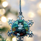 ORNAMENT 3"x 3" Silver Snowflake "Meowna Lisa" (Image on both sides)