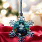 ORNAMENT 3"x 3" Silver Snowflake "Meowna Lisa" (Image on both sides)