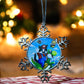 ORNAMENT 3"x 3" Silver Snowflake "Mario Kitty" (Image on both sides)
