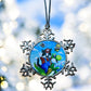 ORNAMENT 3"x 3" Silver Snowflake "Mario Kitty" (Image on both sides)
