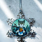 ORNAMENT 3"x 3" Silver Snowflake "The Cat of Steel" (Image on both sides)
