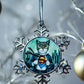 ORNAMENT 3"x 3" Silver Snowflake "The Cat of Steel" (Image on both sides)