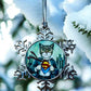 ORNAMENT 3"x 3" Silver Snowflake "The Cat of Steel" (Image on both sides)