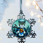 ORNAMENT 3"x 3" Silver Snowflake "The Cat of Steel" (Image on both sides)