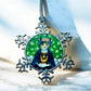 ORNAMENT 3"x 3" Silver Snowflake "Frida Calico" (Image on both sides)