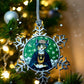 ORNAMENT 3"x 3" Silver Snowflake "Frida Calico" (Image on both sides)
