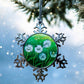 ORNAMENT 3"x 3" Silver Snowflake "Kittylions" (Image on both sides)
