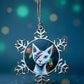 ORNAMENT 3"x 3" Silver Snowflake "Ziggy Starpaws" (Image on both sides)