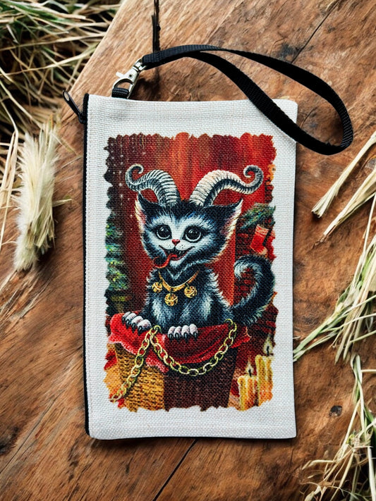 Linen Wallet "Kitty Krampus" (image on both sides)