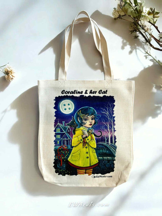 Tote Bag "Coraline and Her Cat"