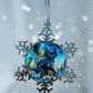 ORNAMENT 3"x 3" Silver Snowflake "Catzilla" (Image on both sides)
