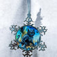 ORNAMENT 3"x 3" Silver Snowflake "Catzilla" (Image on both sides)
