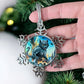 ORNAMENT 3"x 3" Silver Snowflake "Catzilla" (Image on both sides)