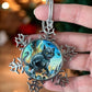 ORNAMENT 3"x 3" Silver Snowflake "Catzilla" (Image on both sides)