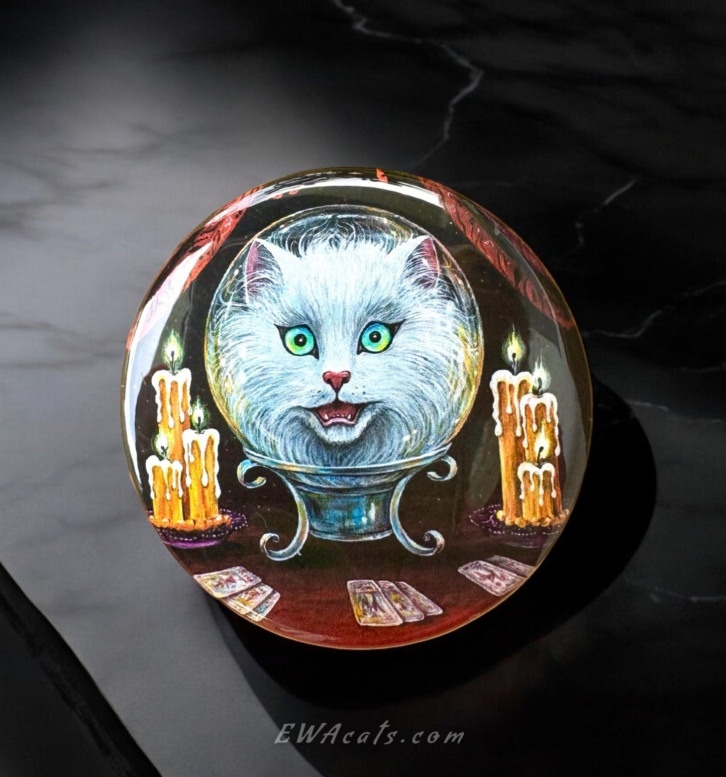 Button "Meowdame Leota"