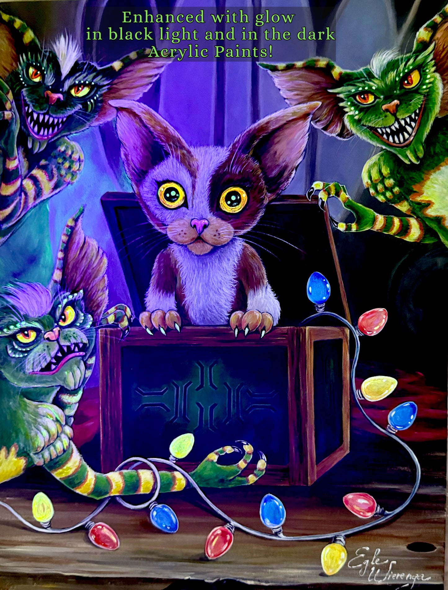 Original Painting "Purring Furry Gremlins"