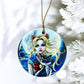 ORNAMENT Porcelain 3"x 3" Round "Sailor Moon & Luna"