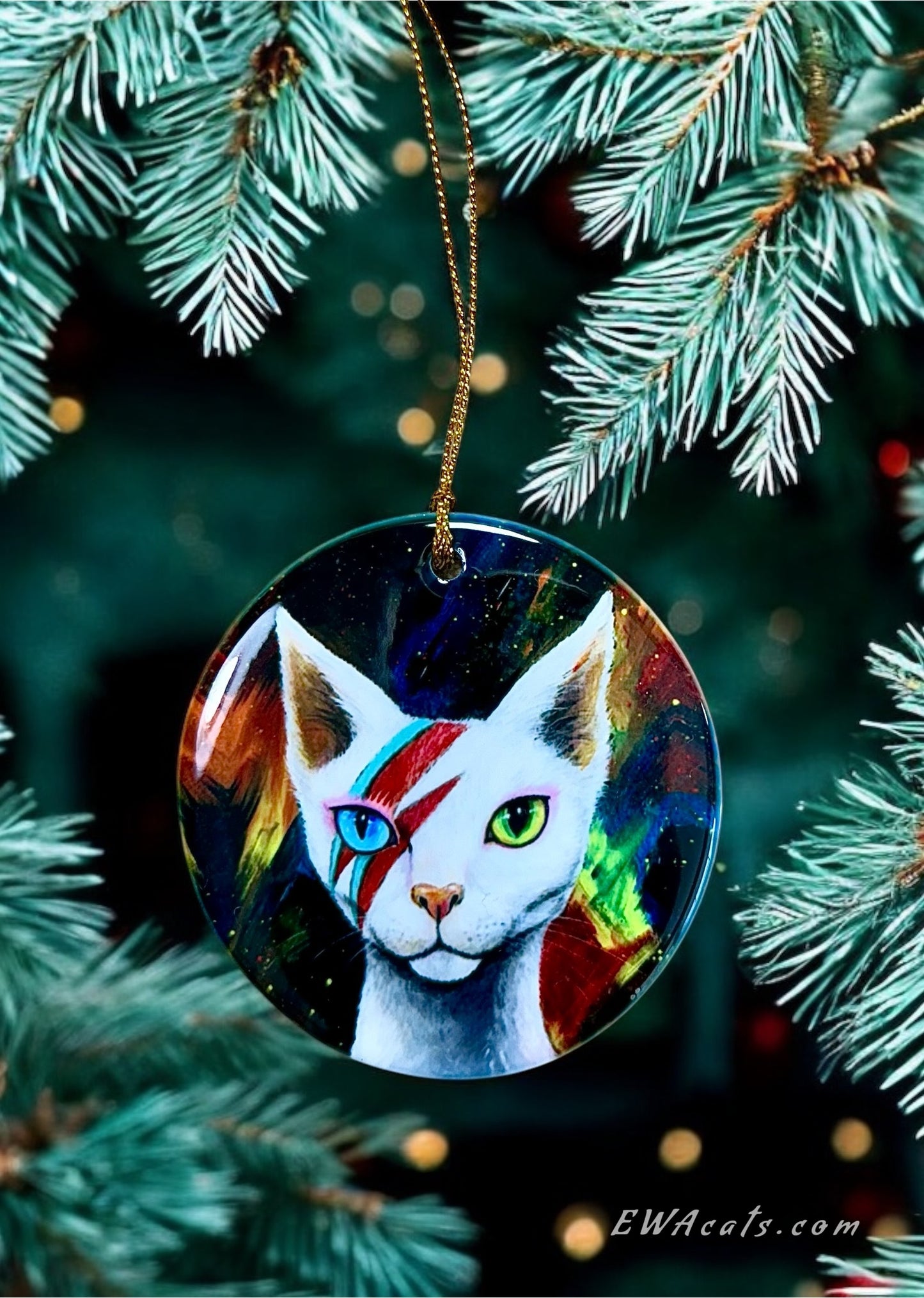 ORNAMENT Porcelain 3"x 3" Round "Ziggy Starpaws"