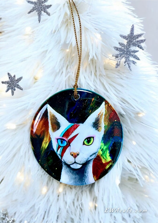 ORNAMENT Porcelain 3"x 3" Round "Ziggy Starpaws"