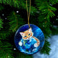 ORNAMENT Porcelain 3"x 3" Round "It's a Cat's World"