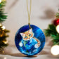 ORNAMENT Porcelain 3"x 3" Round "It's a Cat's World"