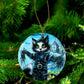 ORNAMENT Porcelain 3"x 3" Round "Kitty ScissorClaws"