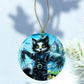 ORNAMENT Porcelain 3"x 3" Round "Kitty ScissorClaws"