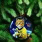 ORNAMENT Porcelain 3"x 3" Round "Cattain Purrk"