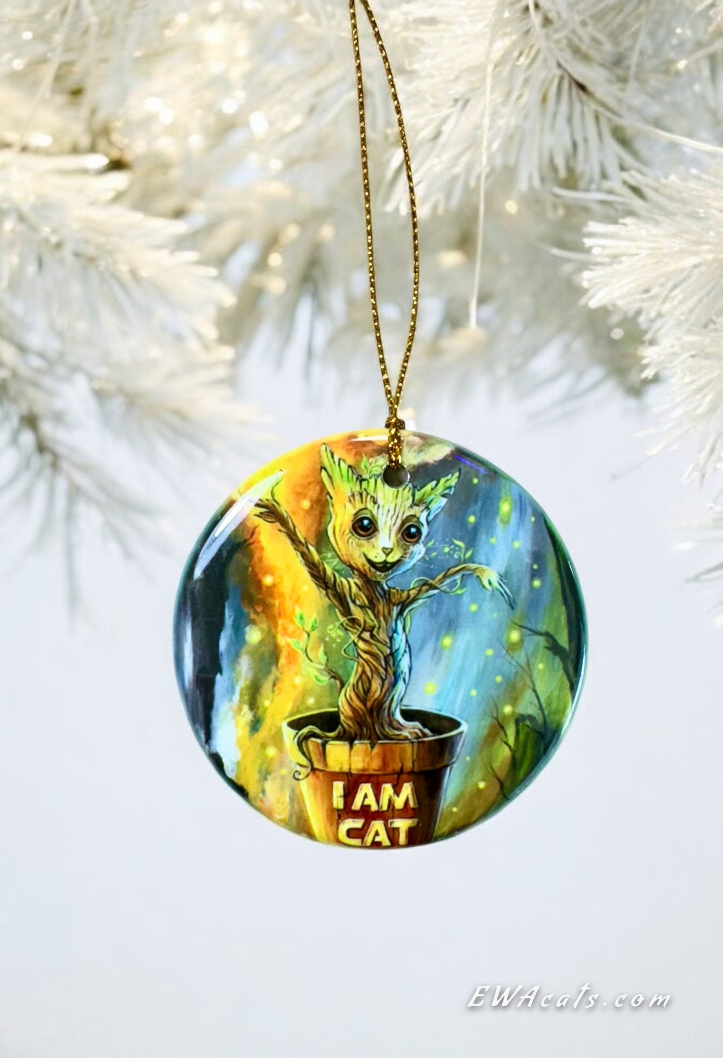 ORNAMENT Porcelain 3"x 3" Round "I AM CAT"