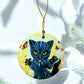 ORNAMENT Porcelain 3"x 3" Round "Kitty Panther"