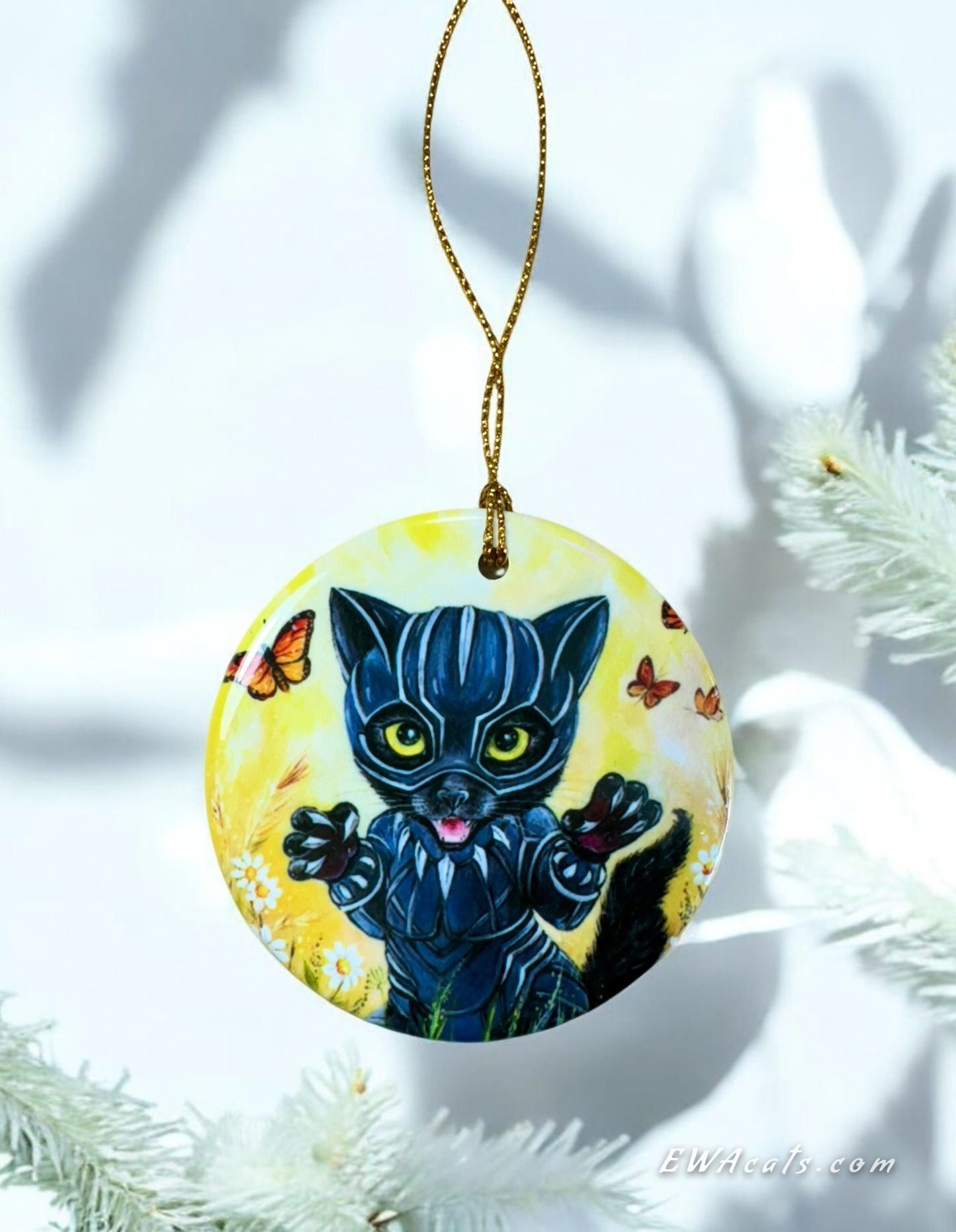 ORNAMENT Porcelain 3"x 3" Round "Kitty Panther"