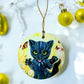 ORNAMENT Porcelain 3"x 3" Round "Kitty Panther"