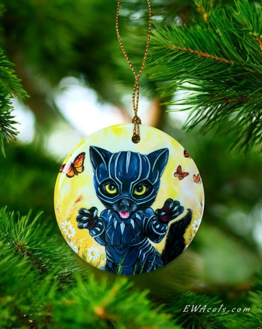 ORNAMENT Porcelain 3"x 3" Round "Kitty Panther"